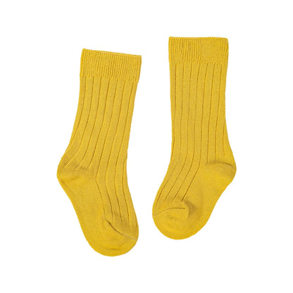 Chaussettes tendance en coton pour nouveau-né, couleur bonbon unie, longues, pour enfants, filles et garçons