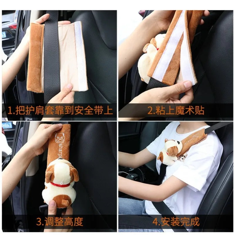 Cartoon Car Seat Belt Cover Universal Auto Seat Belt Shoulder Pad Cushion Protector Safety Protection Warm Flannel Interior Seat