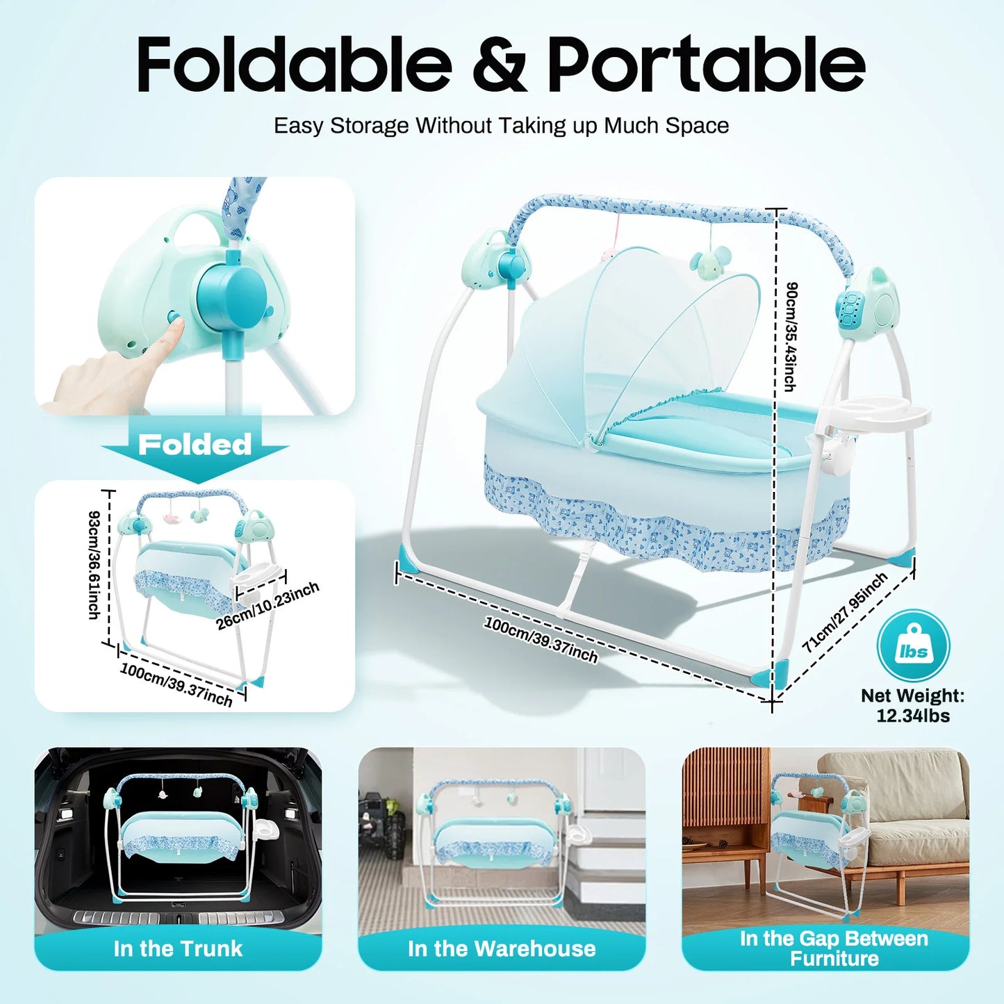 [Automatic Baby Swing] 1 Automatic Baby Swing with Music & Mosquito Net - for Infants