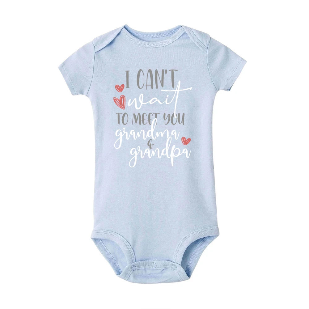 J'ai hâte de vous rencontrer grand-mère et grand-père, body pour bébé, annonce de grossesse, barboteuse, vêtements de révélation de bébé pour grands-parents