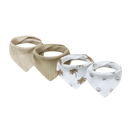 4Pcs/pack Infant Drooling Bib Print Burp Cloths for Baby Cotton Saliva Towel G99C