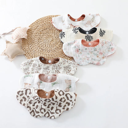 New 6 Layers Cotton Two-sided Usable Baby Feeding Drool Bib Cute Infants Saliva Towel Burp Cloth For Newborn Toddler Kids Bibs