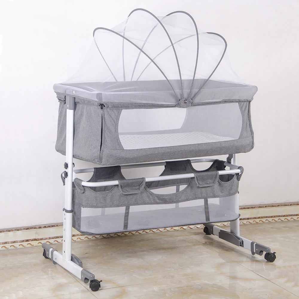 3-In-1 Baby Bed, Baby Cradle With Mosquito Net, Travel Bed With Mattress, Adjustble, With Storage Basket, Baby Mobile Nest