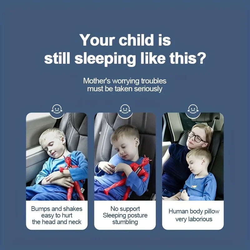 Car Headrest Pillow for Kids, Cartoon Road Pal Headrest, Adjustable Car Seat Head Neck Support, U Shaped Car Sleeping Pillow