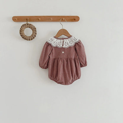 Robe d'automne à manches longues et col en dentelle pour bébé fille, tenue princesse pour nouveau-né