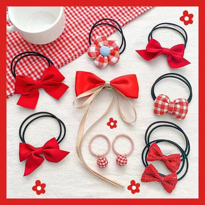 10Pcs/Set New Baby Girl Cute Colors Flower Hair Bands Ponytail Holder Chilren Soft Scrunchies Rubber Kid Hair Accessories