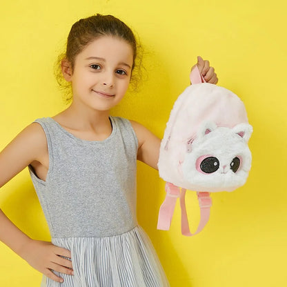 Girls and Boys Kindergarten Shoulders Bags Children's Cartoon Unicorn Plush Big Eyed Backpack Children's Colorful Plush Backpack