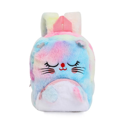 Girls and Boys Kindergarten Shoulders Bags Children's Cartoon Unicorn Plush Big Eyed Backpack Children's Colorful Plush Backpack