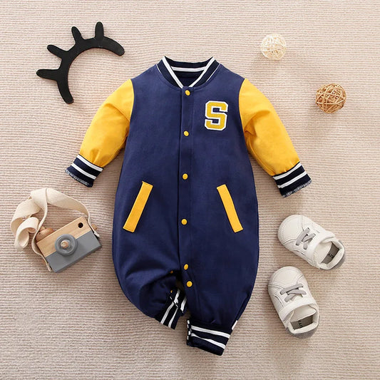 Vêtements pour nouveau-nés, joli costume de baseball en coton, confortable, pour garçons et filles de 0 à 18 ans, printemps et automne, combinaison à manches longues pour bébé