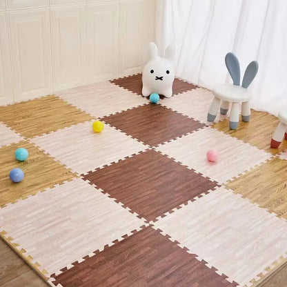 Puzzle Mat 12PCS 30x30cm Foam Play Mats Rug Baby Game Mat Baby Activity Gym Puzzle Mat Wood Grain Floor Mat Kids Carpet Play Mat