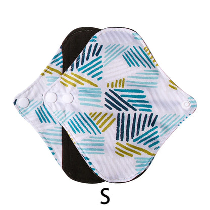 Serviettes hygiéniques en tissu, taille 18 x 18 cm, protège-slips lavables et réutilisables, avec intérieur en charbon de bambou