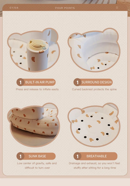 Infant Shining Baby Inflatable Sofa Children Puff Portable Bath Chairs PVC Multifunctional Seat Practice Sitting Bath Stool