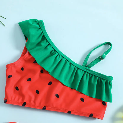 Ensemble bikini de plage pour enfants, joli maillot de bain pastèque et ananas à motif fruité, haut dos nu et bas assortis
