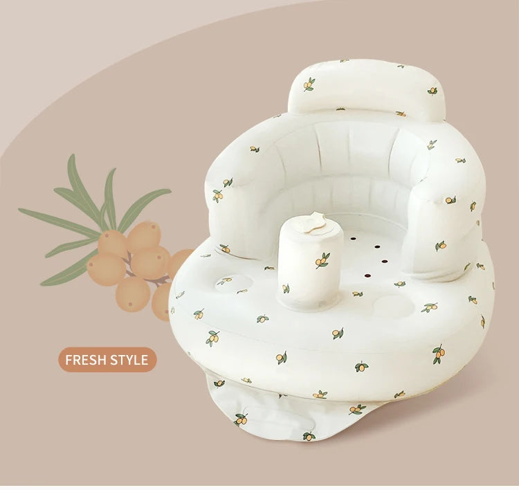Infant Shining Baby Inflatable Sofa Children Puff Portable Bath Chairs PVC Multifunctional Seat Practice Sitting Bath Stool