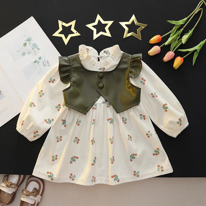 Robes pour filles, vêtements de printemps et d'automne pour bébés, robes imprimées à manches longues pour filles, vêtements tendance pour enfants