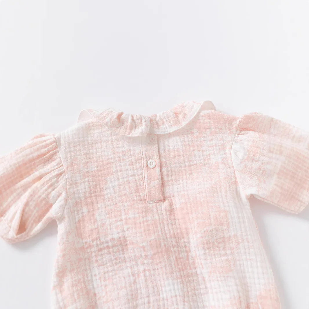 Barboteuse pour bébé fille, barboteuse à volants, col à volants, motif floral, vêtements de princesse pour nouveau-né