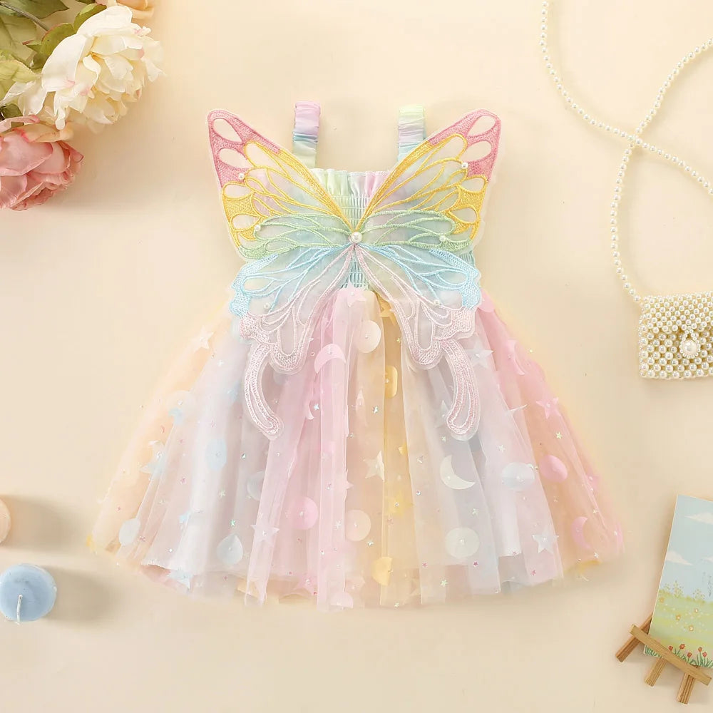 Débardeur d'été pour filles, nouvelle collection de rêve pour enfants, elfe, papillon, arc-en-ciel, robe de princesse