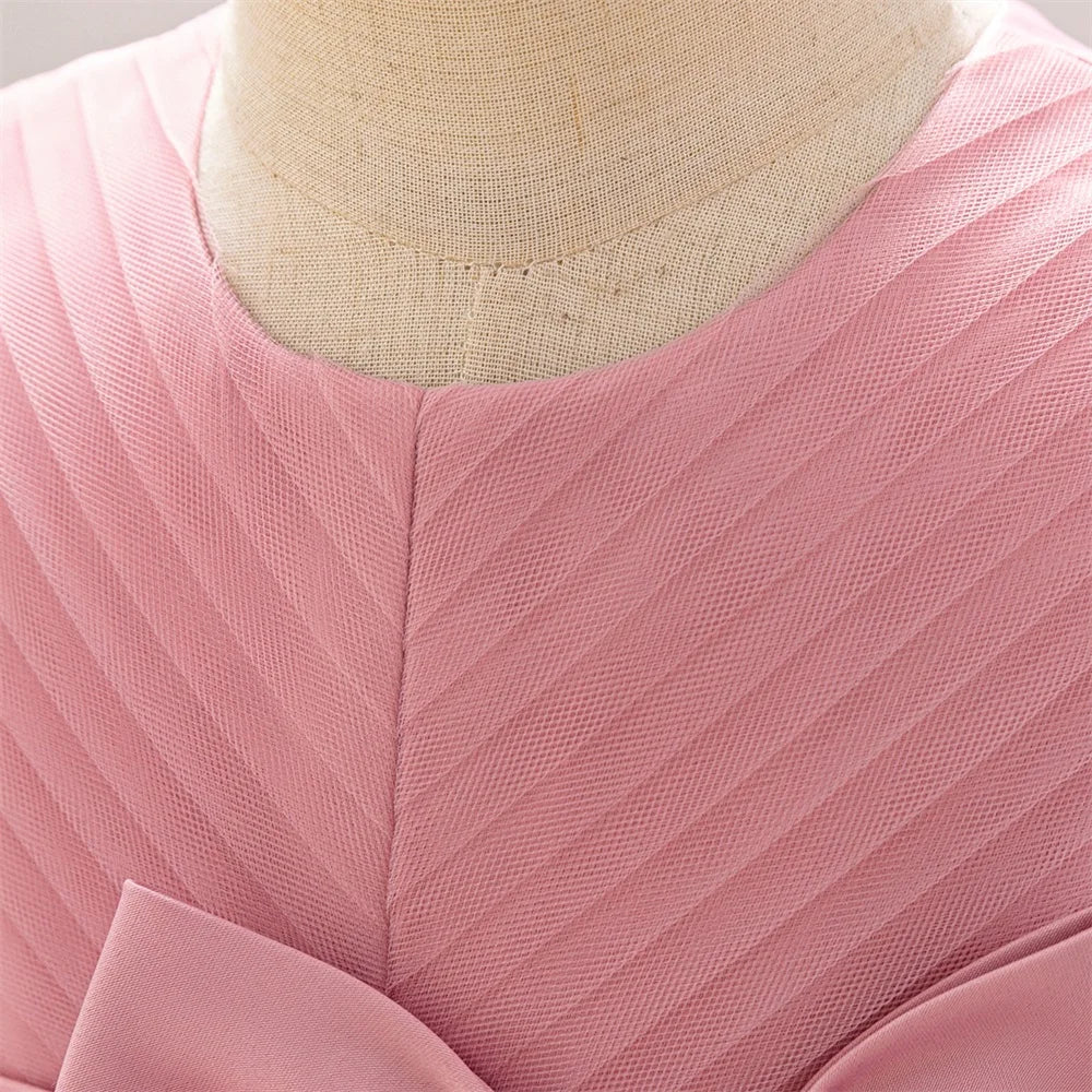 Robe de soirée à paillettes pour petite fille, tenue de bal de fin d'année, de mariage, de Noël, de 1er anniversaire, avec nœud, tenue de princesse en dentelle pour demoiselle d'honneur