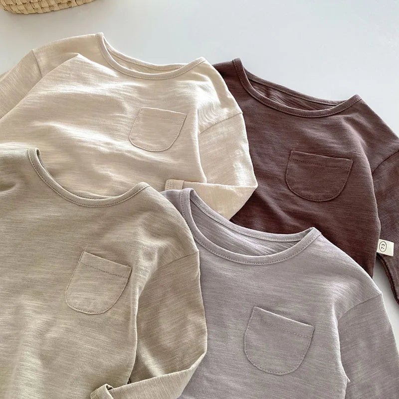 MILANCEL – Chemisier d'automne pour enfants, joli maillot de corps uni pour filles et garçons
