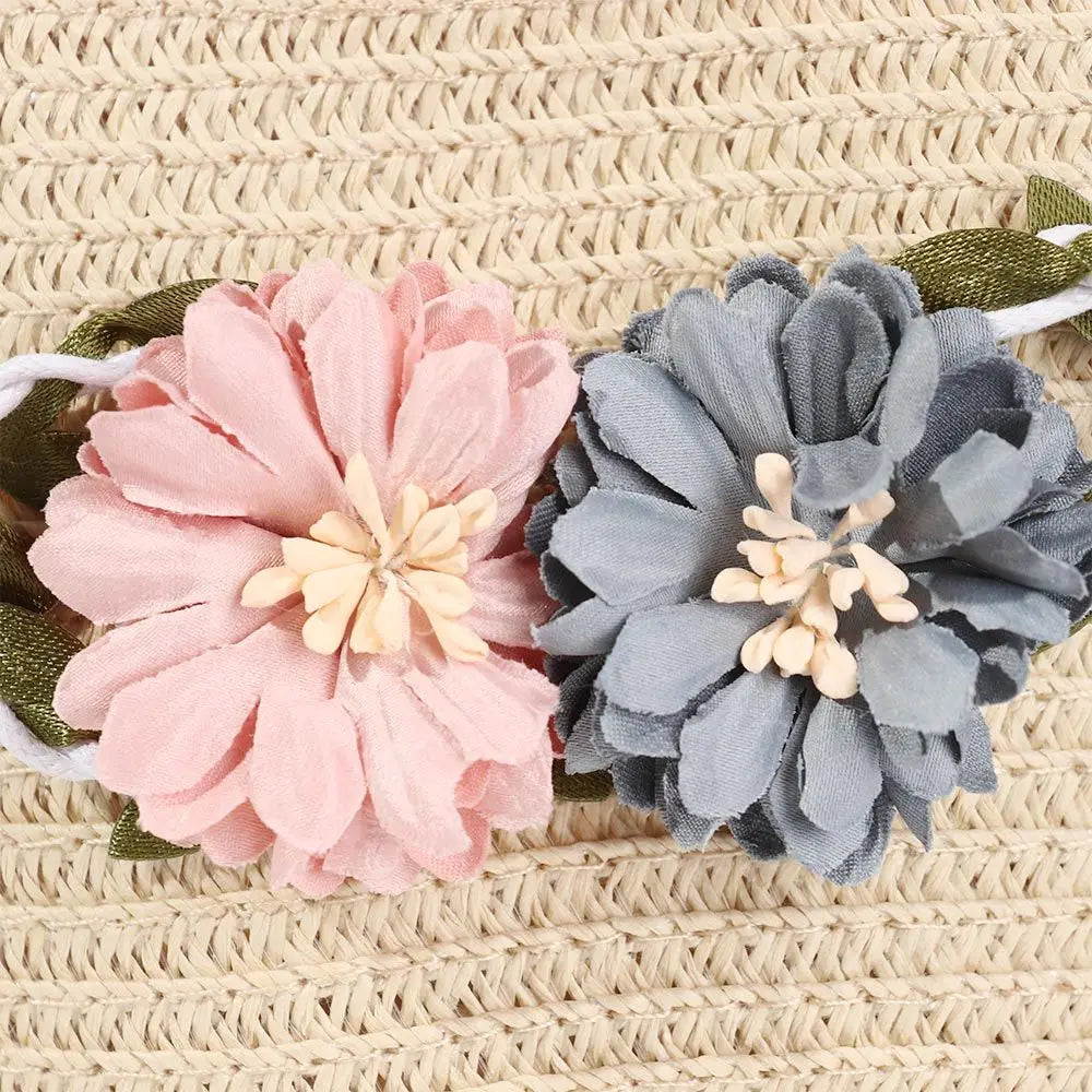New Summer Kids Flower Caps Bag Girl Sandy Beach Hat Baby Coin Cute Weave Straw Purse Children's Messenger Backpack