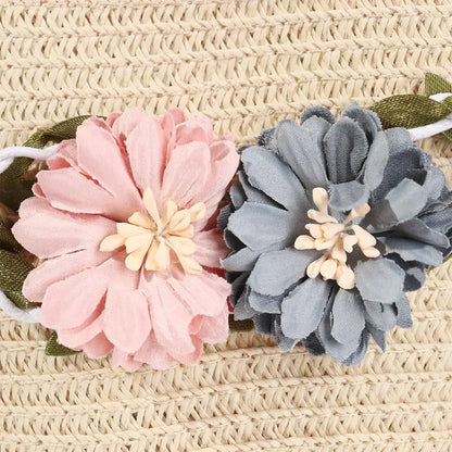 New Summer Kids Flower Caps Bag Girl Sandy Beach Hat Baby Coin Cute Weave Straw Purse Children's Messenger Backpack