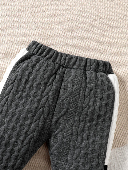 Ensemble de vêtements d'hiver pour garçons, décontracté, avec boucle sur l'épaule, manches longues, en coton et soie épais, blanc, noir, gris, coutures, manches longues, mode garçon