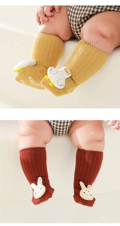 Chaussettes bébé, jolies chaussettes de dessin animé pour enfants, antidérapantes, pour filles et garçons, chaussettes de sol pour tout-petits, printemps-automne, mignonnes, accessoires pour nouveau-nés