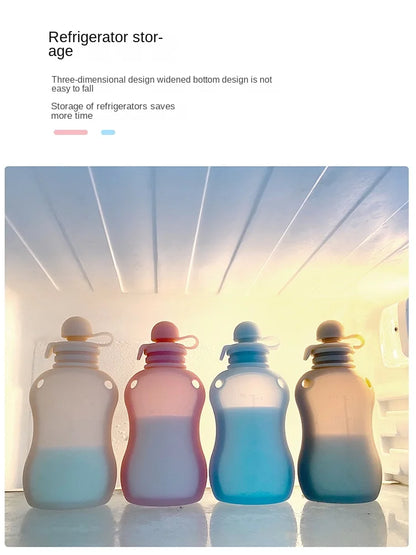 Sac de conservation du lait maternel réutilisable en silicone, anti-fuite, sucable, sans BPA, pour l'alimentation de bébé, le stockage des aliments et l'allaitement.