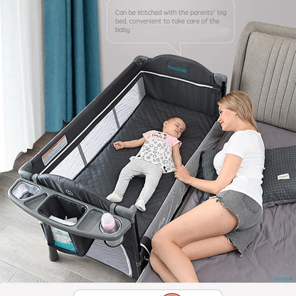 PANGDUBE Multifunctional Baby Crib 120*60cm Baby Bed, Baby Rocker, Diaper Changing Table 0 ~ 6 Years Old Baby Cot