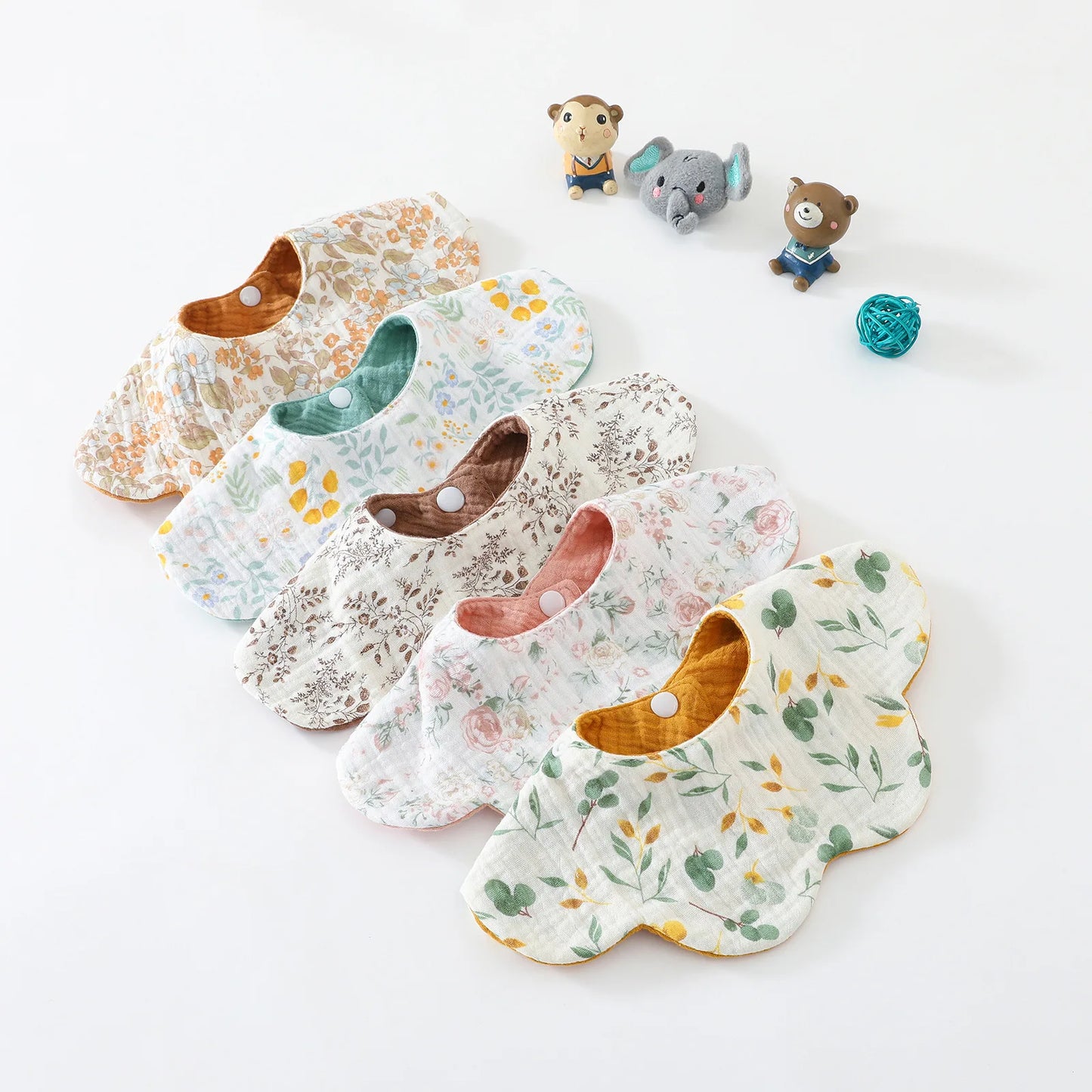 New 6 Layers Cotton Two-sided Usable Baby Feeding Drool Bib Cute Infants Saliva Towel Burp Cloth For Newborn Toddler Kids Bibs