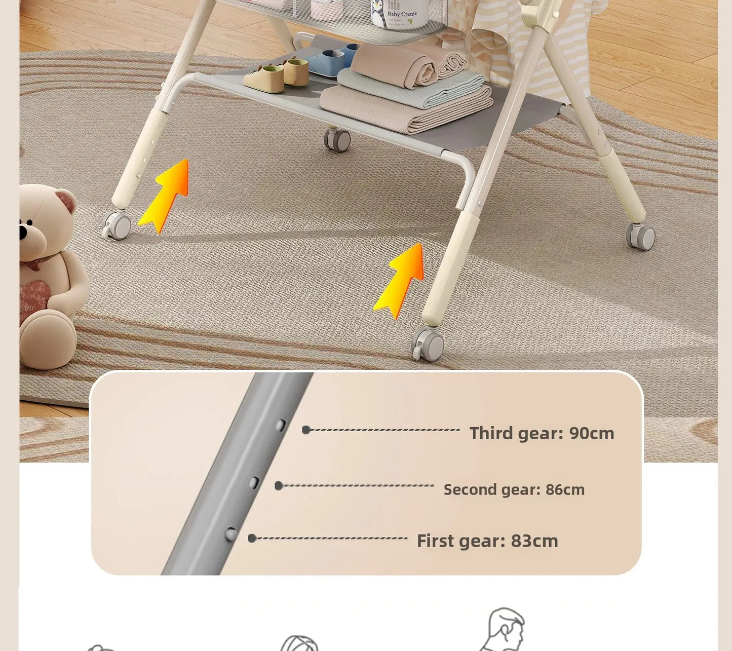 Baby Multifunctional Nursing Table, Foldable Diaper Table, Baby Bathing and Touching Table, Newborn Baby Diaper Changing Table