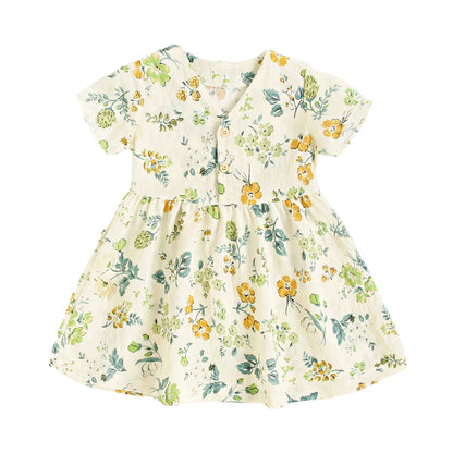 Robe d'été à manches courtes en coton pour petites filles, tenue de vacances, Sanlutoz Notely