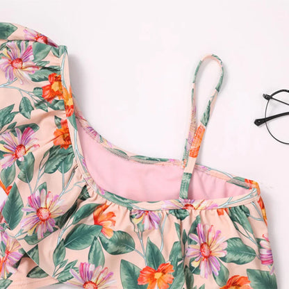 Maillots de bain pour filles TUONXYE, ensemble haut court à épaules dénudées et culotte à imprimé floral, bikini pour enfants, vêtements de plage