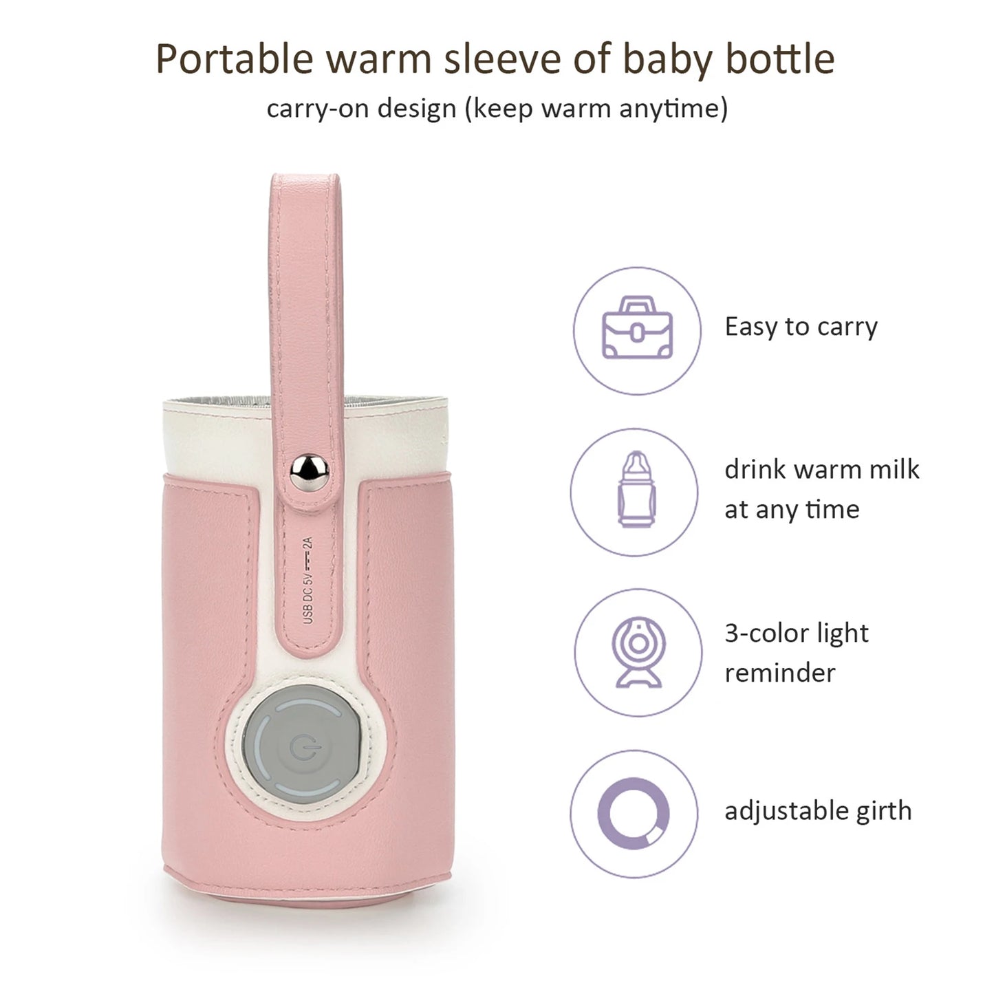 Chauffe-biberon portable à 3 niveaux de température constante pour l'allaitement, la nuit, l'utilisation quotidienne et les voyages