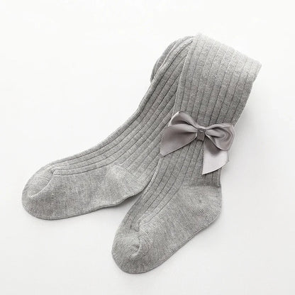 Collants pour nourrissons, nouveau-nés, tout-petits, en coton, pour enfants, printemps-automne, jolis collants en maille avec nœud papillon
