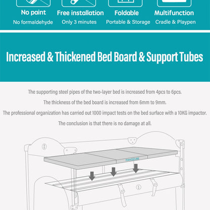 PANGDUBE Multifunctional Baby Crib 120*60cm Baby Bed, Baby Rocker, Diaper Changing Table 0 ~ 6 Years Old Baby Cot