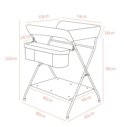 Multi-functional Baby Care Table, Newborn Baby Touch Table, Baby Diaper Changing Portable, Foldable Washable Bath Stand