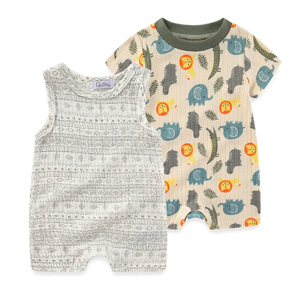 2 pièces été mignon bébé garçon fille combinaisons tissu confortable 0-9 mois nouveau-né barboteuse sans manches vêtements pour bébé