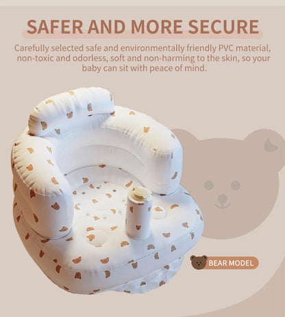 Infant Shining Baby Inflatable Sofa Children Puff Portable Bath Chairs PVC Multifunctional Seat Practice Sitting Bath Stool