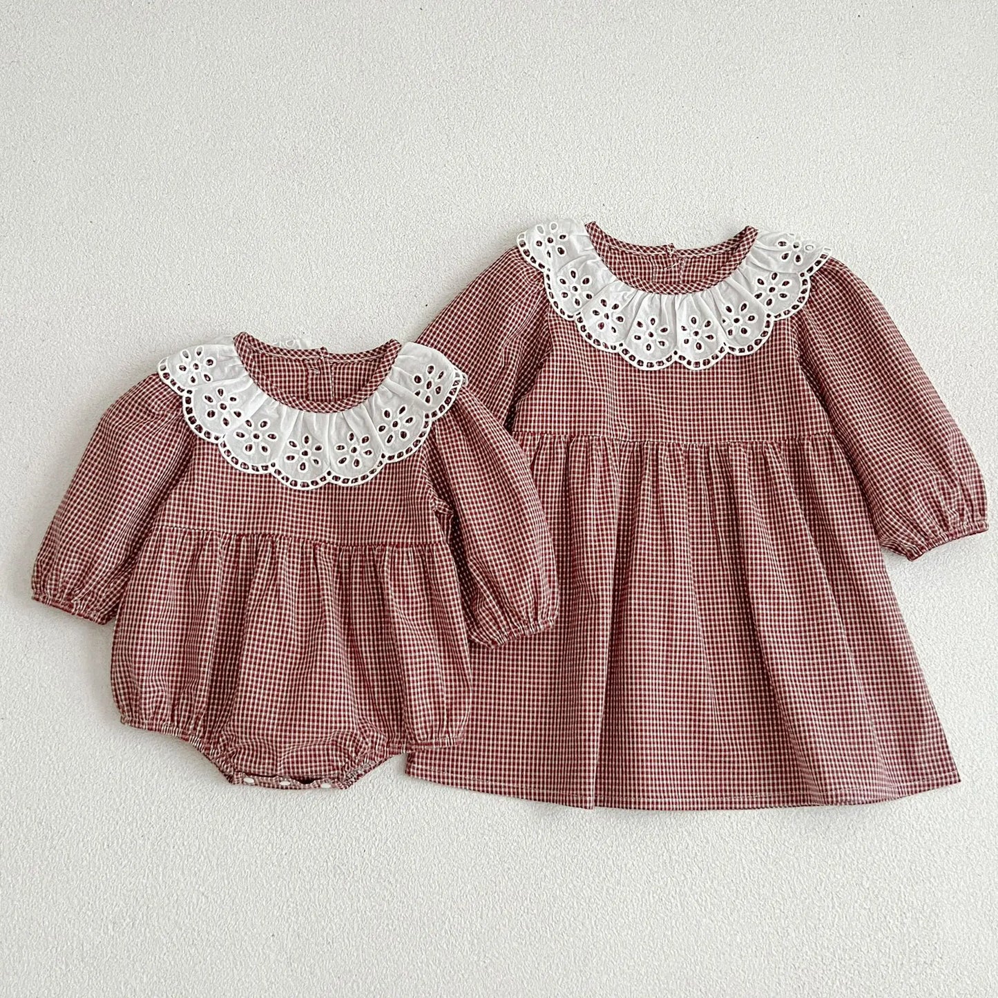Robe d'automne à manches longues et col en dentelle pour bébé fille, tenue princesse pour nouveau-né