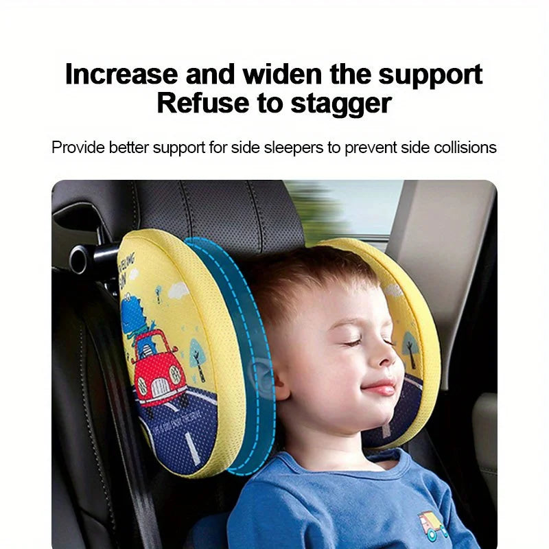 Car Headrest Pillow for Kids, Cartoon Road Pal Headrest, Adjustable Car Seat Head Neck Support, U Shaped Car Sleeping Pillow