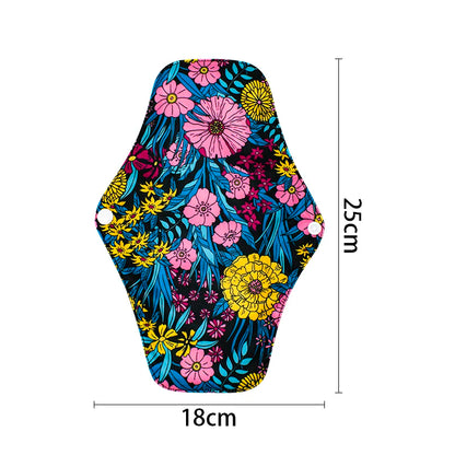Lot de 5 serviettes hygiéniques lavables AWJ en tissu réutilisables, joli imprimé, pour femmes, pour flux abondant, couleur aléatoire