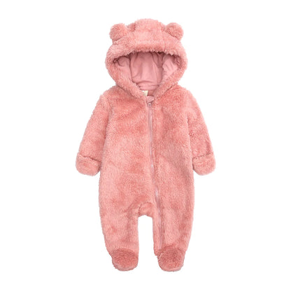 Barboteuse d'hiver épaisse en coton pour bébé, combinaison chaude à manches longues pour fille de 0 à 24 mois, pyjama à capuche en polaire pour nouveau-né garçon, 2025