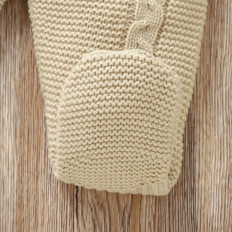 Ensemble de vêtements d'automne pour bébé, pull en tricot à manches longues + barboteuse sans manches pour nouveau-né + combinaison pour les pieds (0-9 mois)