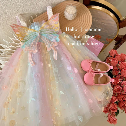 Débardeur d'été pour filles, nouvelle collection de rêve pour enfants, elfe, papillon, arc-en-ciel, robe de princesse