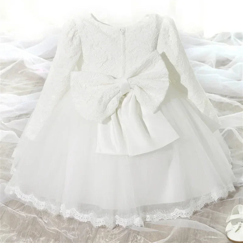 Robes de princesse à manches longues pour nouveau-né, tenue de fête, de mariage, de baptême, de fête ...