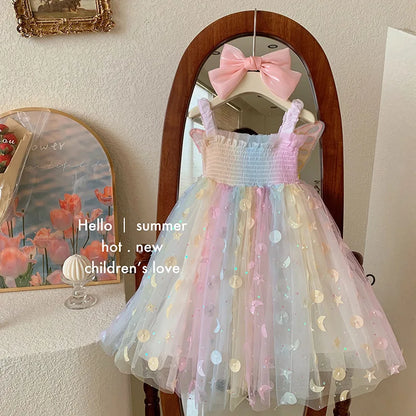 Débardeur d'été pour filles, nouvelle collection de rêve pour enfants, elfe, papillon, arc-en-ciel, robe de princesse