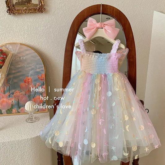Débardeur d'été pour filles, nouvelle collection de rêve pour enfants, elfe, papillon, arc-en-ciel, robe de princesse