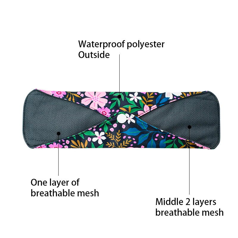 Lot de 5 serviettes hygiéniques lavables AWJ en tissu réutilisables, joli imprimé, pour femmes, pour flux abondant, couleur aléatoire