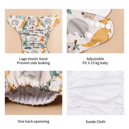 Happyflute 3-15KG 3Pcs Set Pocket Diaper Suede Cloth Inner Washable&Reusable Absorbent Ecological Adjustable Baby Nappy Cover